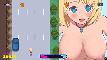 Exhibitionist female enjoys riding dildo on her bike in hentai game